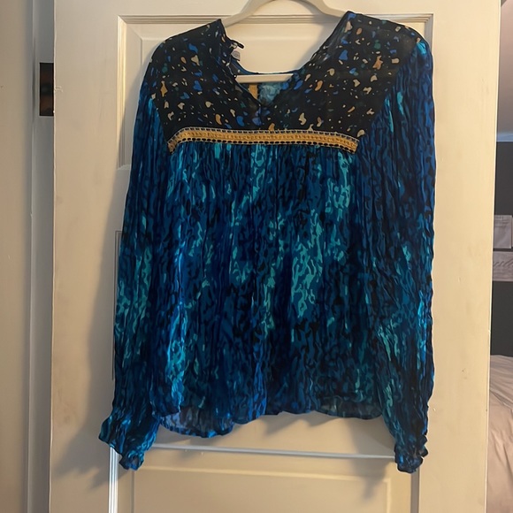 Anthropologie BI-nk Miranda Peasant Blouse Blue Women's - Picture 4 of 5